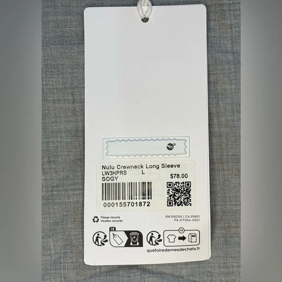 NWT Lululemon Wundermost Nulu Long Sleeve Size Large Solar Gray - Picture 8 of 8